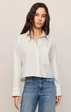 Load image into Gallery viewer, Favorite Striped Button Up Top- White
