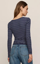 Load image into Gallery viewer, Andie Striped Henley Top- Oxford Blue
