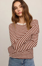 Load image into Gallery viewer, Junie Long Sleeve Stripe Slub Tee- Dark Rosewood
