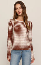 Load image into Gallery viewer, Junie Long Sleeve Stripe Slub Tee- Dark Rosewood
