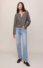 Load image into Gallery viewer, Medina Stripe Cardigan Charcoal Heather
