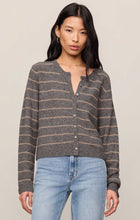 Load image into Gallery viewer, Medina Stripe Cardigan Charcoal Heather

