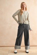 Load image into Gallery viewer, Olive and Oat Stripe Cardigan
