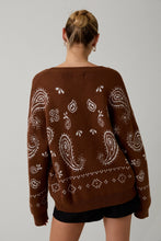 Load image into Gallery viewer, Long Sleeve Crew Neck Paisley Pattern Sweater Cardigan
