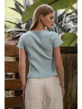 Load image into Gallery viewer, Ribbed Button Front Short Sleeve Knit Sweater
