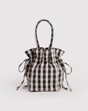 Load image into Gallery viewer, Baggu Nylon Drawstring Bag- Black and Cream Gingham
