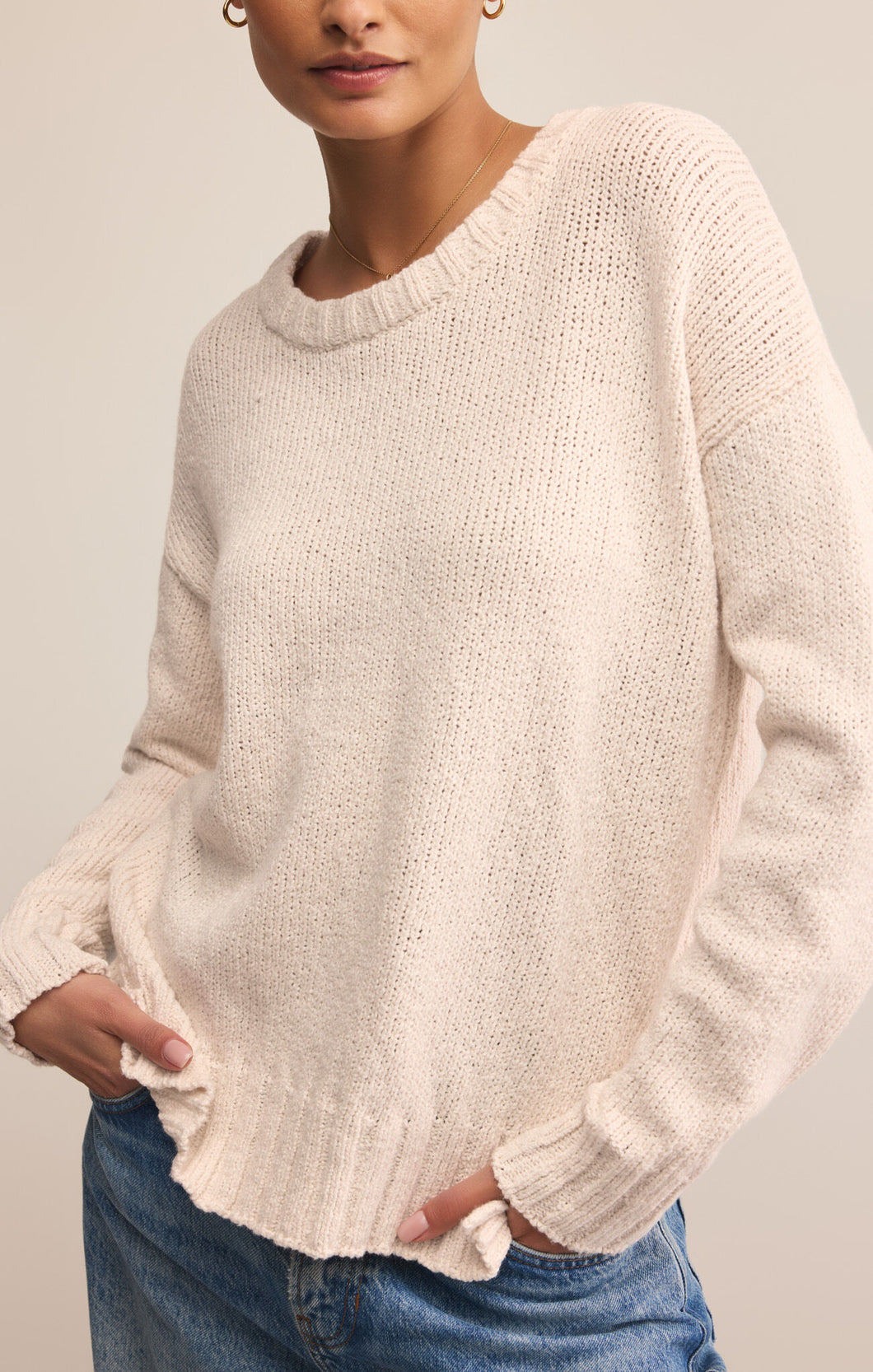 Beck Textured Sweater - Crystal