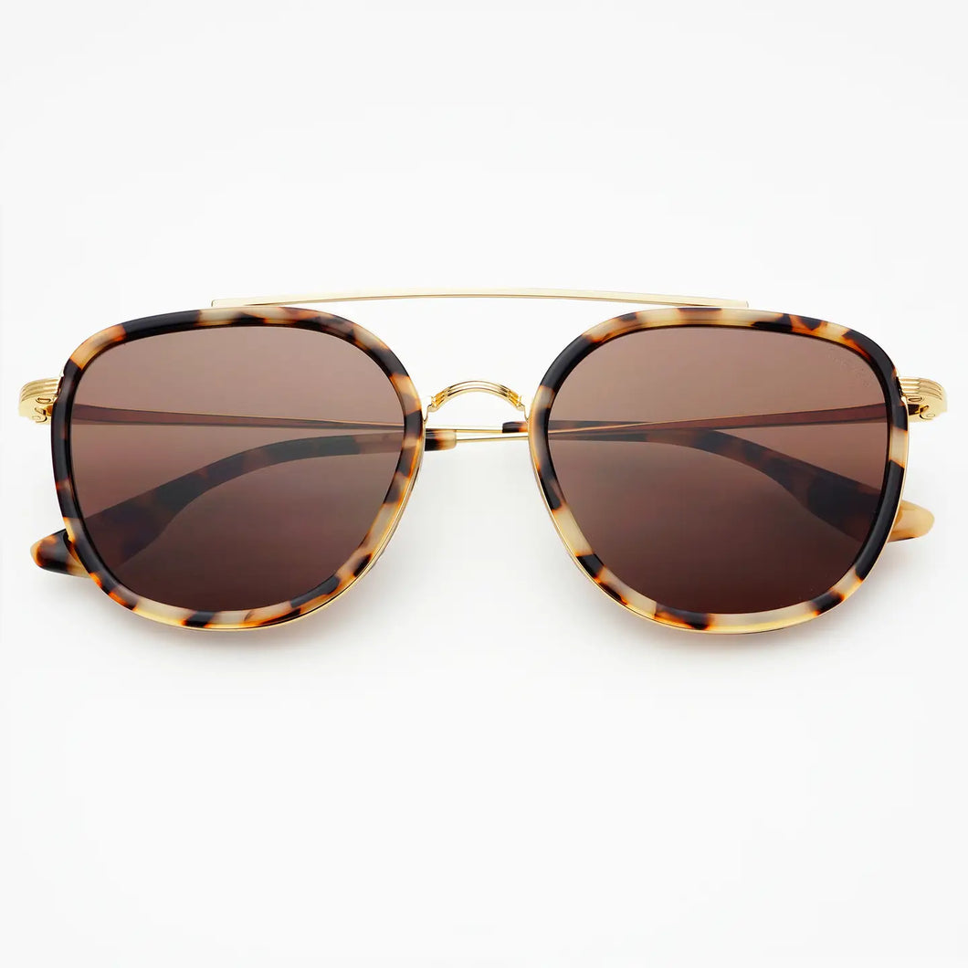 Weston Round Unisex Sunglasses - Milky Tortoise/Brown