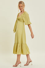 Load image into Gallery viewer, BODICE RIBBON TIED MAXI DRESS - Pistachio
