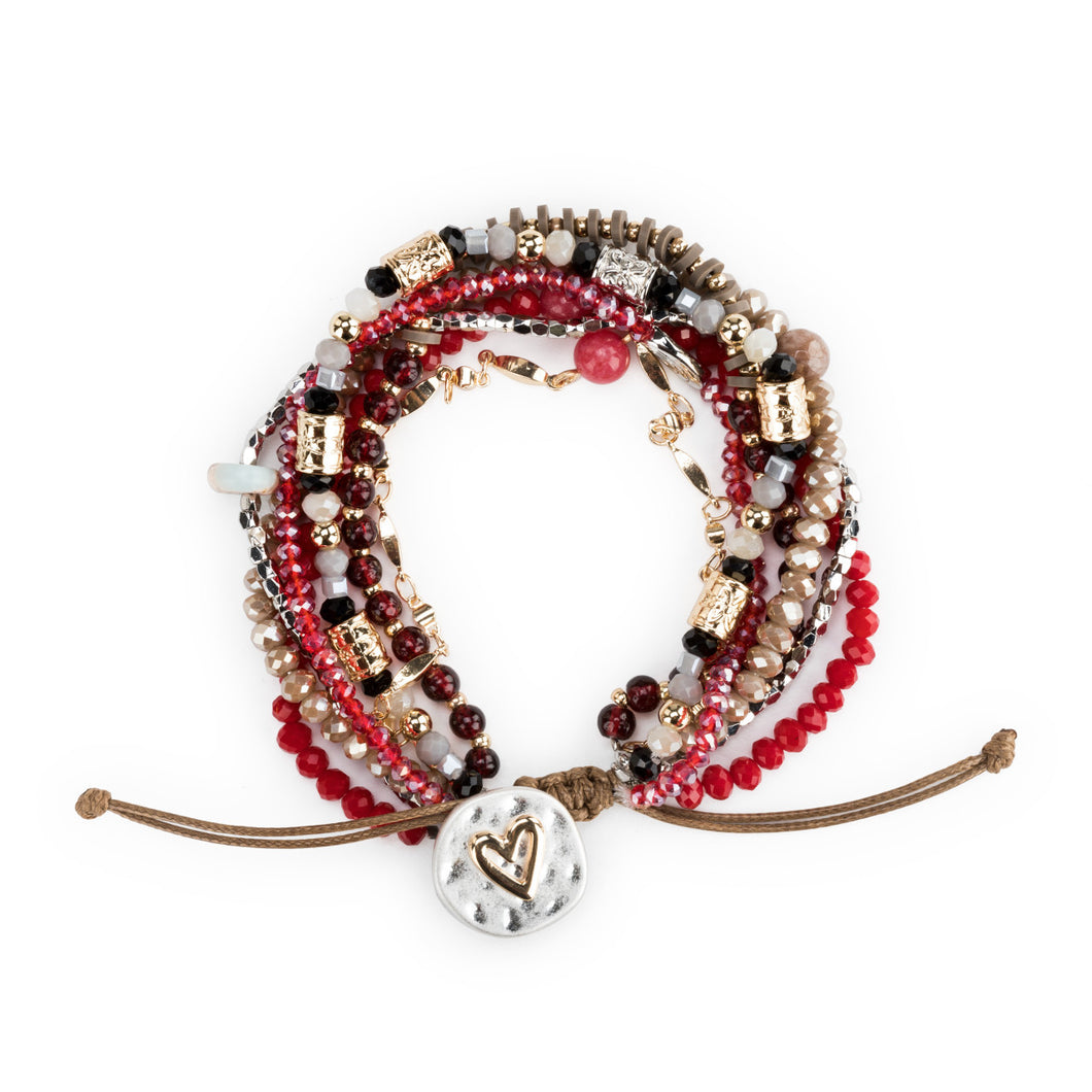 Beaded Love Bracelet - Garnet - Jewelry