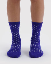 Load image into Gallery viewer, Baggu Micro Blue and White Polka Dot Crew Sock (Copy)
