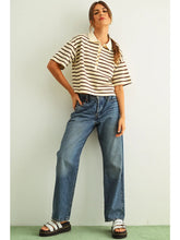 Load image into Gallery viewer, Brown Stripe Short Sleeve Polo Shirt
