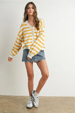 Load image into Gallery viewer, Button Front Striped Sweater- Mustard
