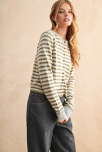 Load image into Gallery viewer, Olive and Oat Stripe Cardigan
