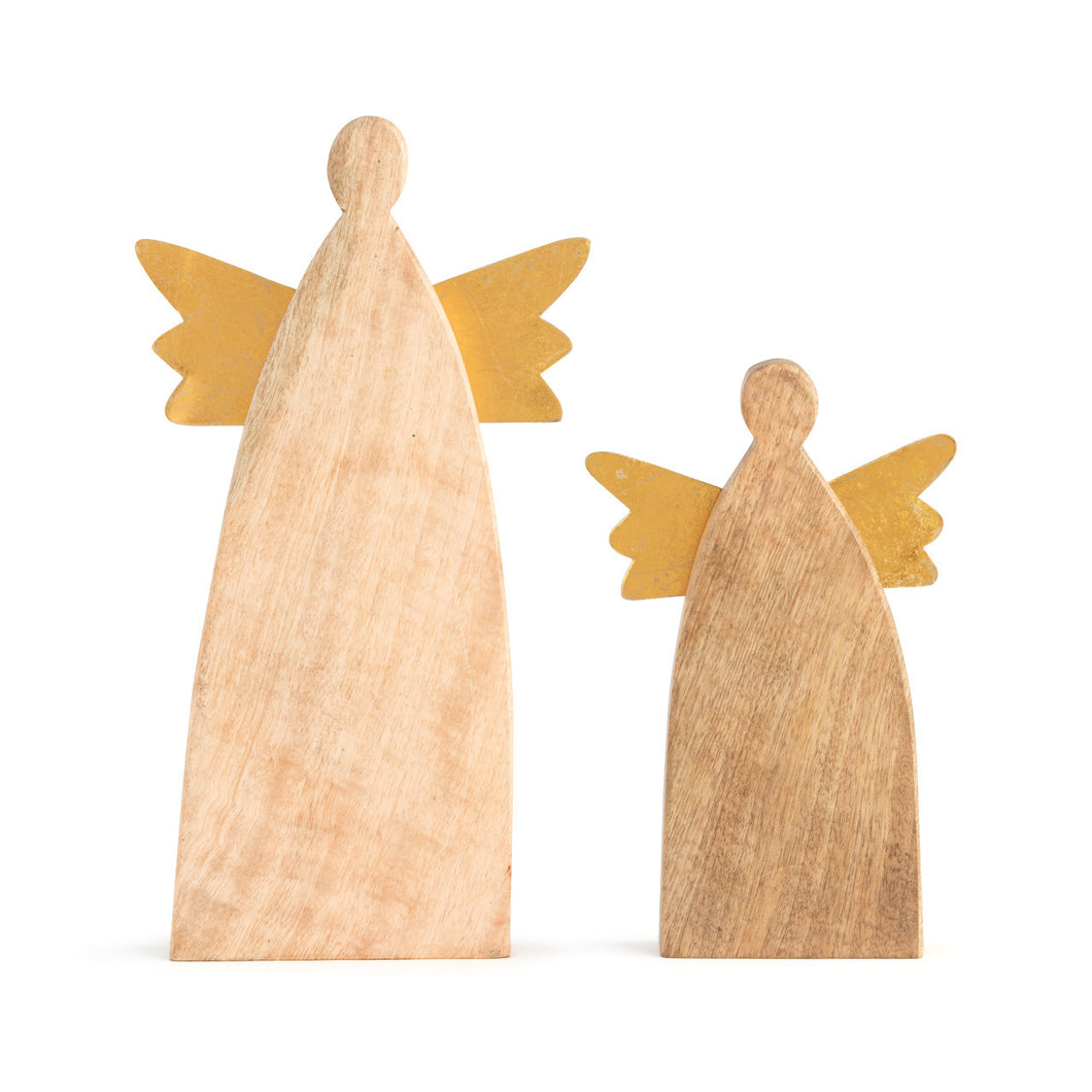 Wood Angels with Gold Wings