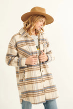 Load image into Gallery viewer, Plaid Collar Neck Long Sleeve Dolphin Hem Shacket
