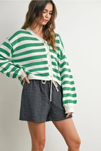 Load image into Gallery viewer, Button Front Striped Sweater- Green
