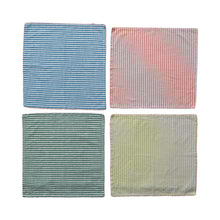 Load image into Gallery viewer, Woven Cotton Striped Napkins with Stitched Colored Trim, Set of 4
