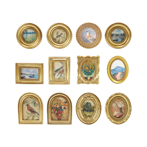 Resin Mini Framed Art Magnet, Gold Finish, 12 Styles