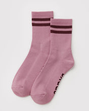 Load image into Gallery viewer, Baggu Wild Plum Stripe Ribbed Sock
