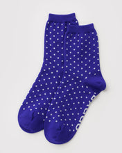 Load image into Gallery viewer, Baggu Micro Blue and White Polka Dot Crew Sock (Copy)
