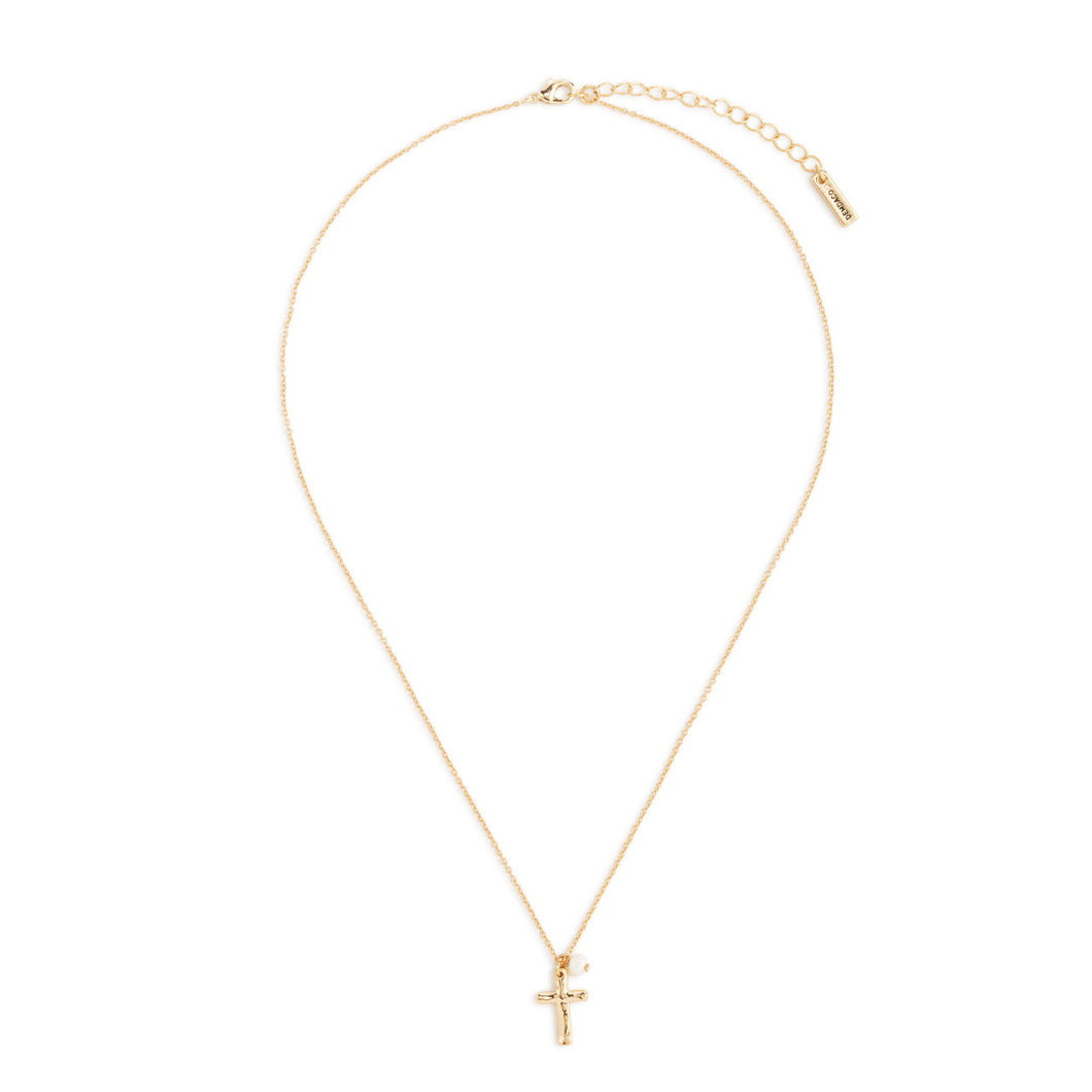 Wrapped in Prayer - Dainty Cross Necklace - Gold