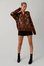 Load image into Gallery viewer, Long Sleeve Crew Neck Paisley Pattern Sweater Cardigan
