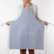 Load image into Gallery viewer, Narrow Royal Blue Stripe Chef Apron
