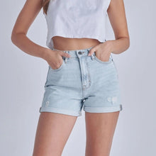 Load image into Gallery viewer, Light Wash Rolled Cuffed Basic Mom Shorts
