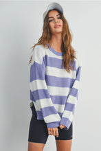 Load image into Gallery viewer, Striped Round Neck Long Sleeve- Lavender
