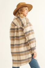 Load image into Gallery viewer, Plaid Collar Neck Long Sleeve Dolphin Hem Shacket
