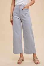Load image into Gallery viewer, CROPPED STRETCH TWILL WIDE LEG PANTS - Chambray
