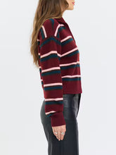 Load image into Gallery viewer, Lyric Collared Pullover Sweater- Bordeaux Stripe
