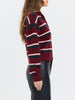 Lyric Collared Pullover Sweater- Bordeaux Stripe