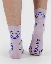 Load image into Gallery viewer, Baggu Crew Sock- Dusty Pink Happy
