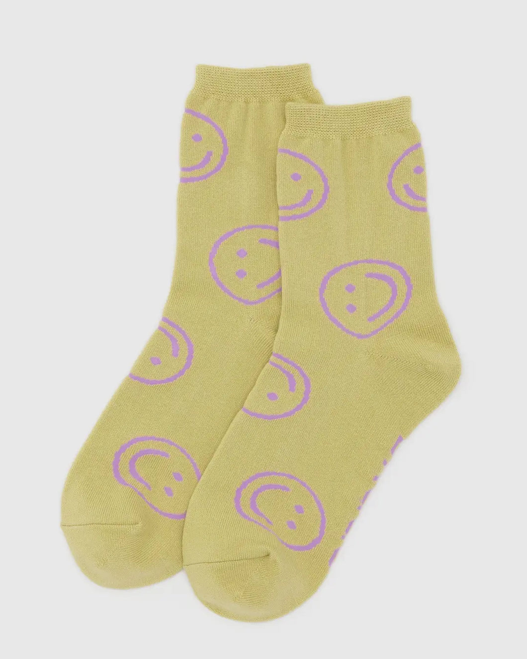 Baggu Crew Sock- Straw Happy