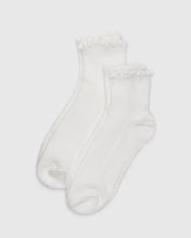 Load image into Gallery viewer, Baggu Lettuce Edge Sock Set of 2- White
