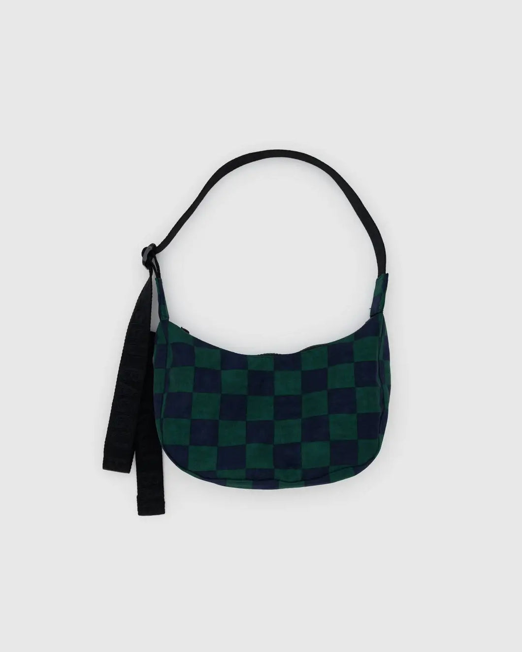 Baggu Small Nylon Crescent Bag- Navy Green Check