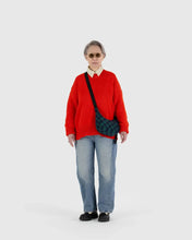 Load image into Gallery viewer, Baggu Small Nylon Crescent Bag- Navy Green Check
