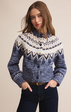 Load image into Gallery viewer, North Sea Fairisle Cardigan- Blue Velvet Heather
