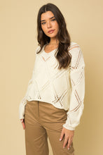 Load image into Gallery viewer, Long Sleeve Diamond Sweater in Cream

