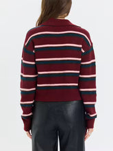 Load image into Gallery viewer, Lyric Collared Pullover Sweater- Bordeaux Stripe
