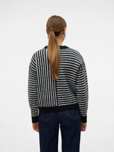 Load image into Gallery viewer, Cross Stripe Cropped Pullover- Black
