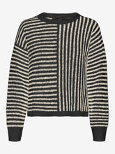 Load image into Gallery viewer, Cross Stripe Cropped Pullover- Black
