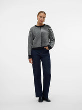 Load image into Gallery viewer, Cross Stripe Cropped Pullover- Black
