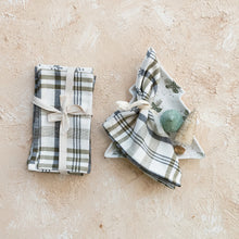 Load image into Gallery viewer, Stonewashed Cotton Napkins, White &amp; Green Plaid
