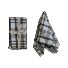 Load image into Gallery viewer, Stonewashed Cotton Napkins, White &amp; Green Plaid
