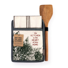 Load image into Gallery viewer, Floral Hot Pad &amp; Towel with Spatula Set
