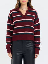 Load image into Gallery viewer, Lyric Collared Pullover Sweater- Bordeaux Stripe

