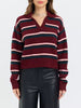 Lyric Collared Pullover Sweater- Bordeaux Stripe